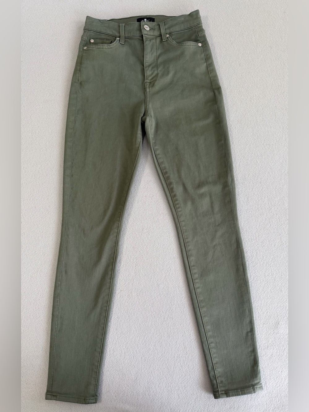 7 For All Mankind The High Waist Ankle Skinny Jeans s25 Women’s Olive Green